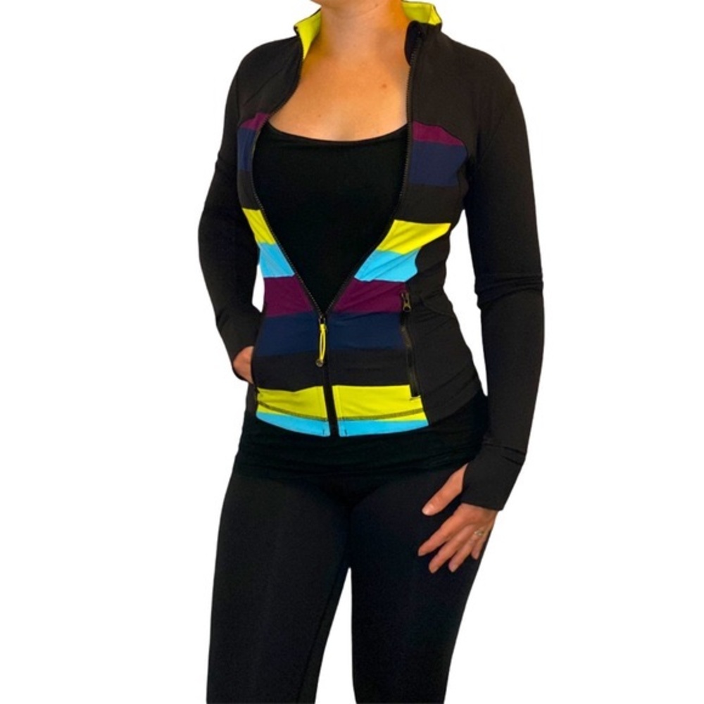 Lululemon Forme Jacket Striped with Bright Colors, Like New!